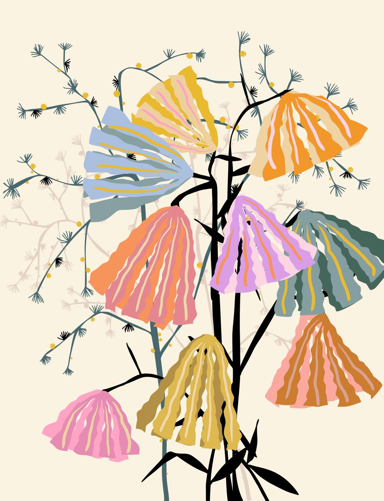Poster - Färgglad Blomdesign