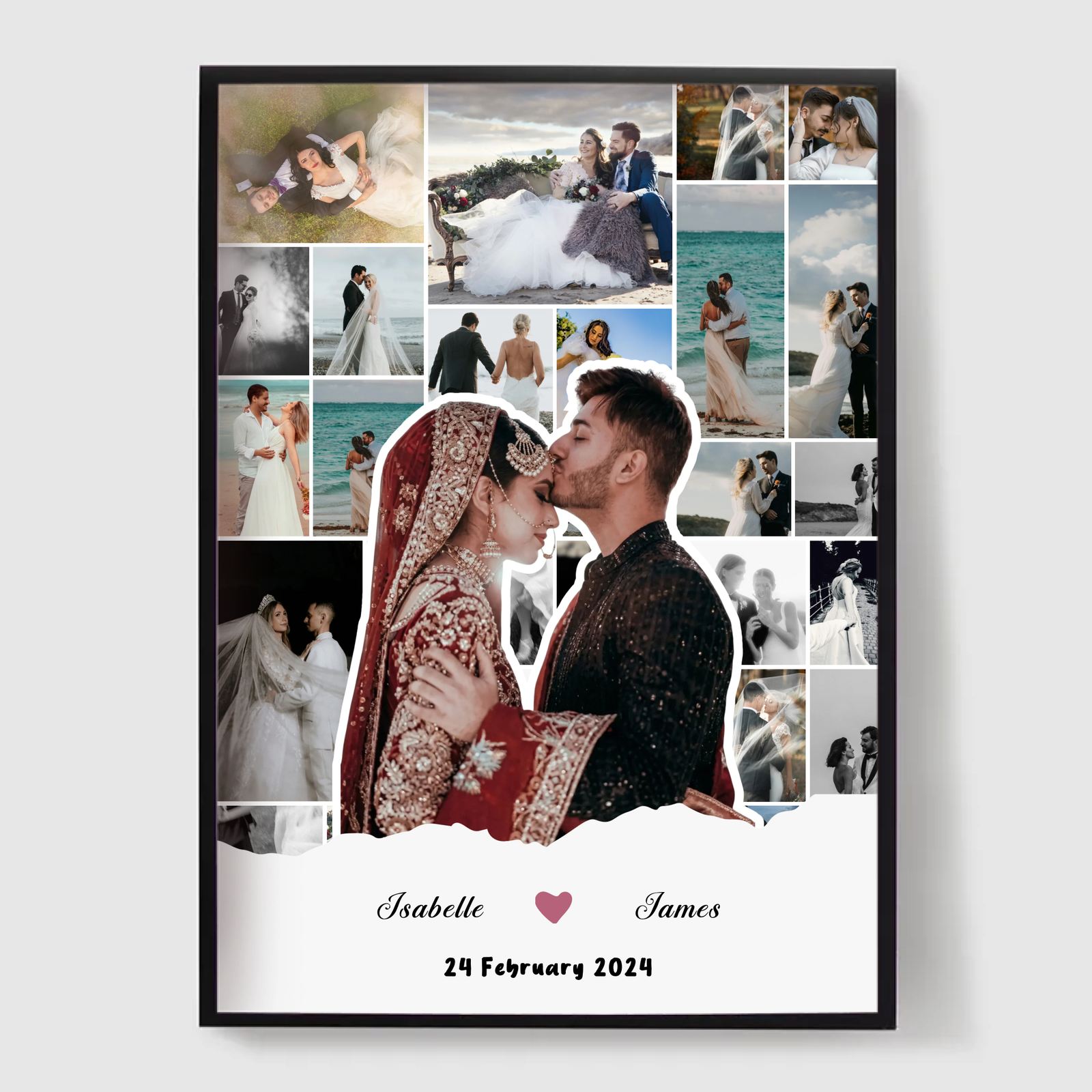 Personlig Poster - Bröllopskollage Ram