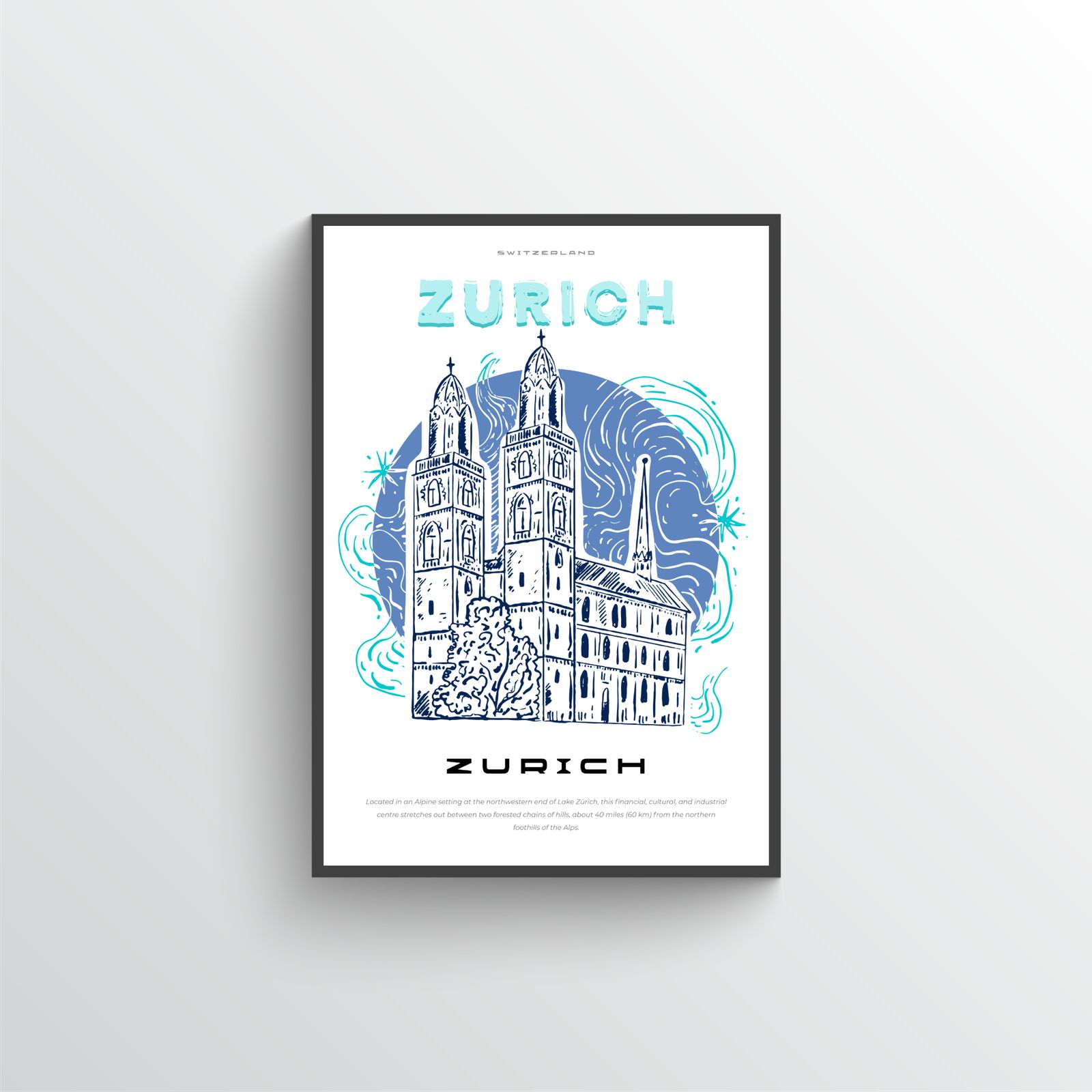 Zürich Stadsbild Väggposter