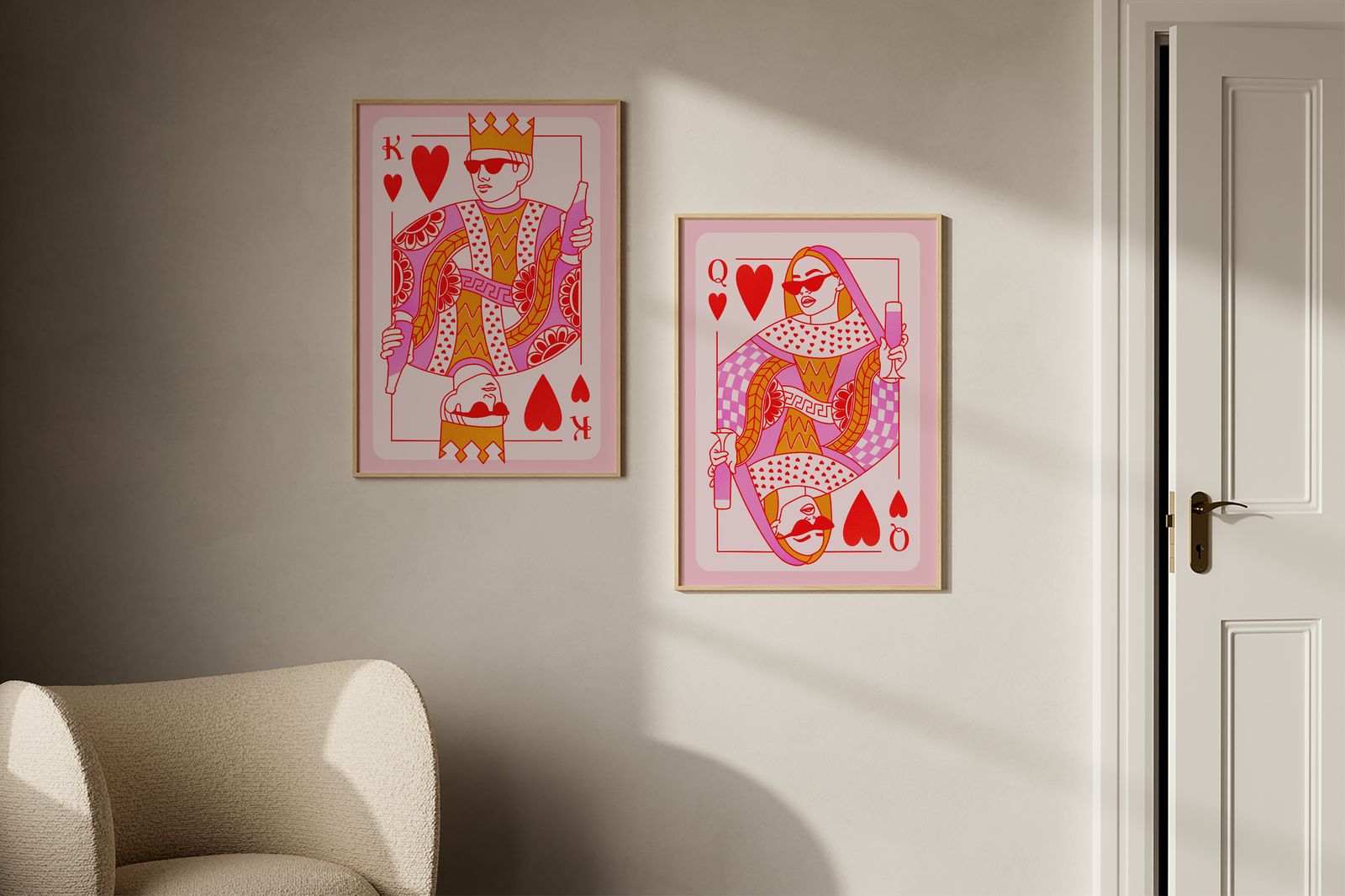 Poster - Kung och Drottning av Hjärter / Set med 2