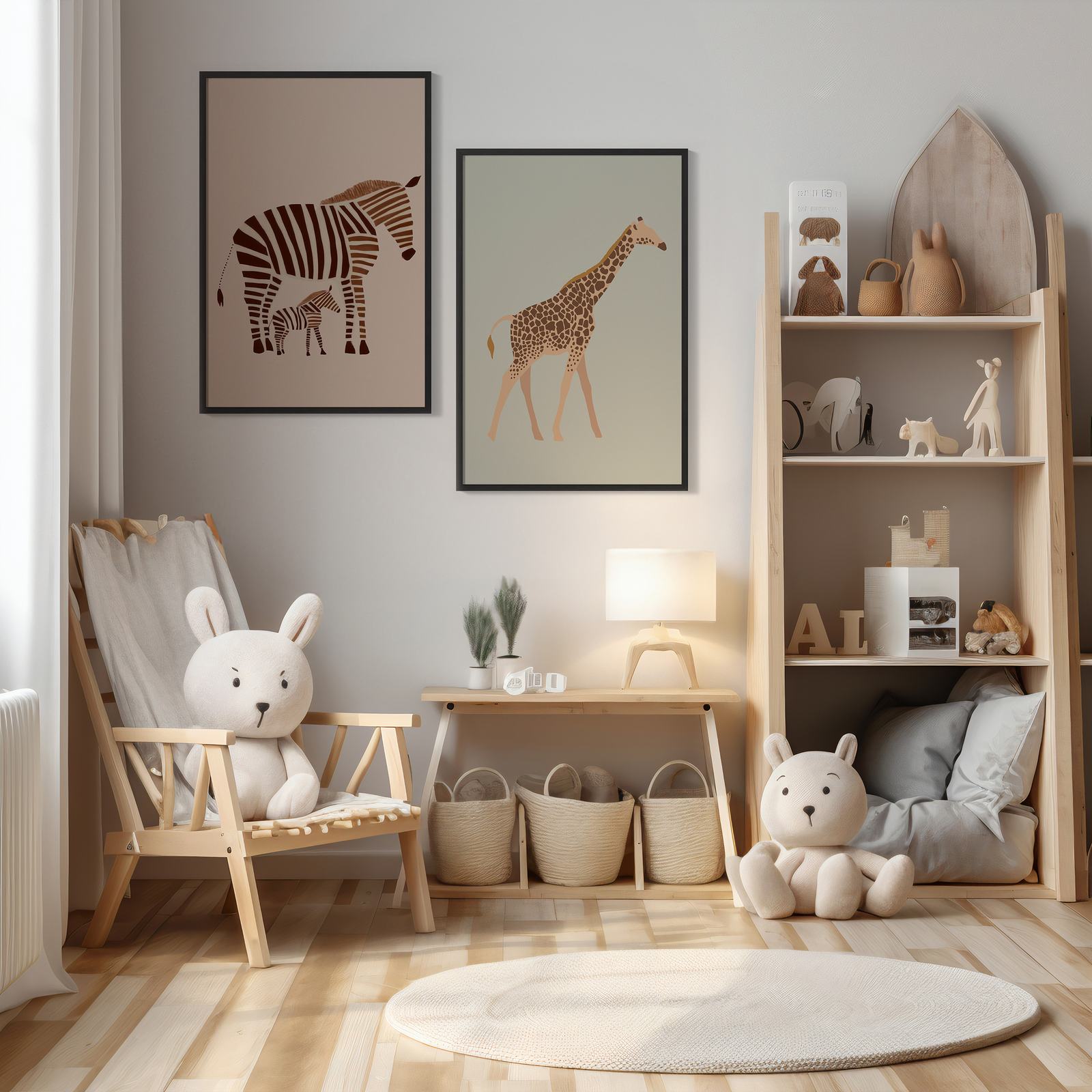 Poster - Giraff och Zebra / Set med 2