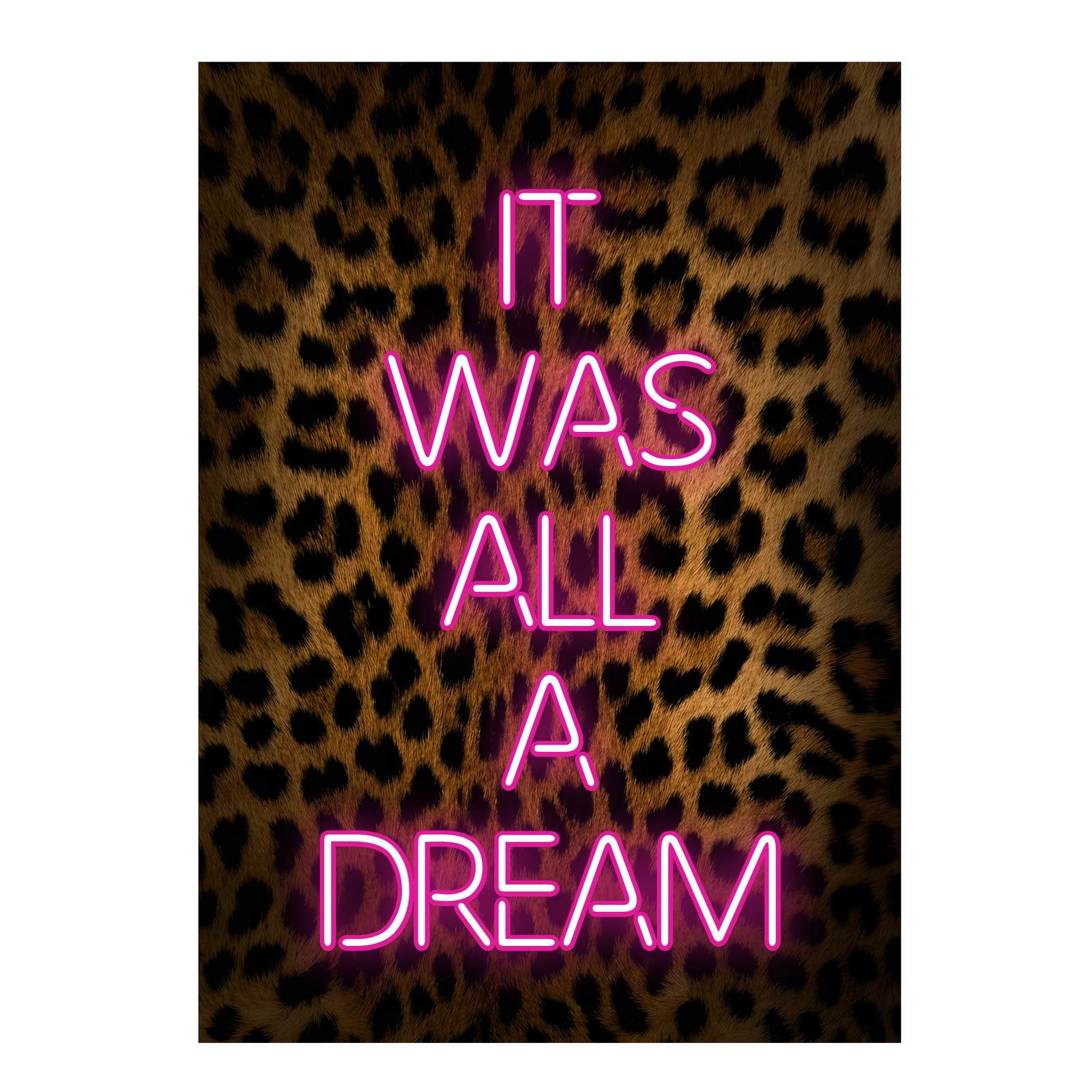 Personlig Poster - Anpassad Neon Text på Leopard Skinn