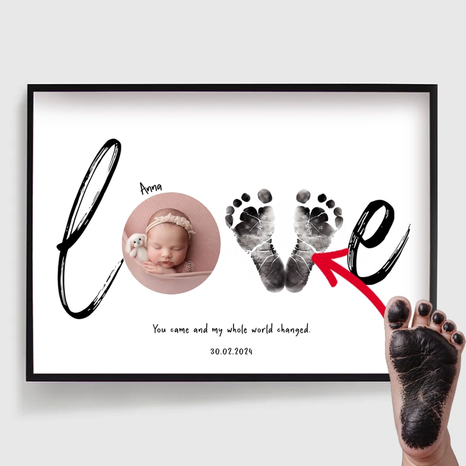 Personlig Poster - Fotavtryck Baby Kärlek Poster