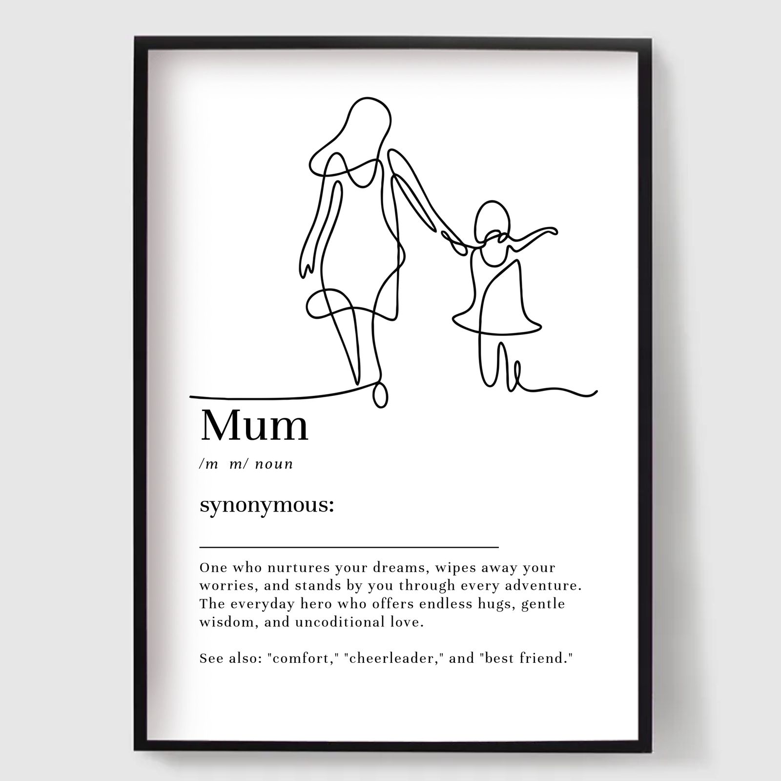 Personlig Poster - Linjekonst Mamma Definition