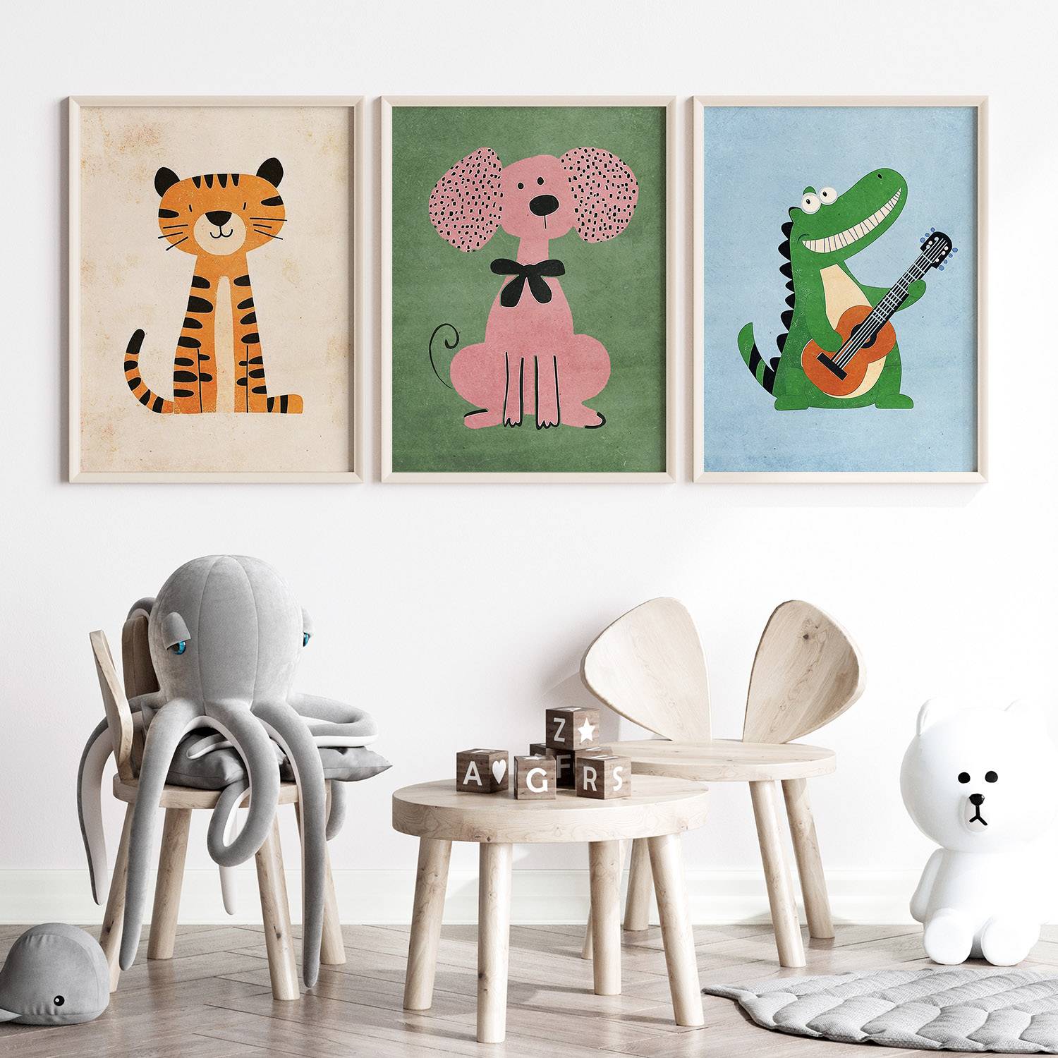 Poster - Söt Djurtrio / Set av 3