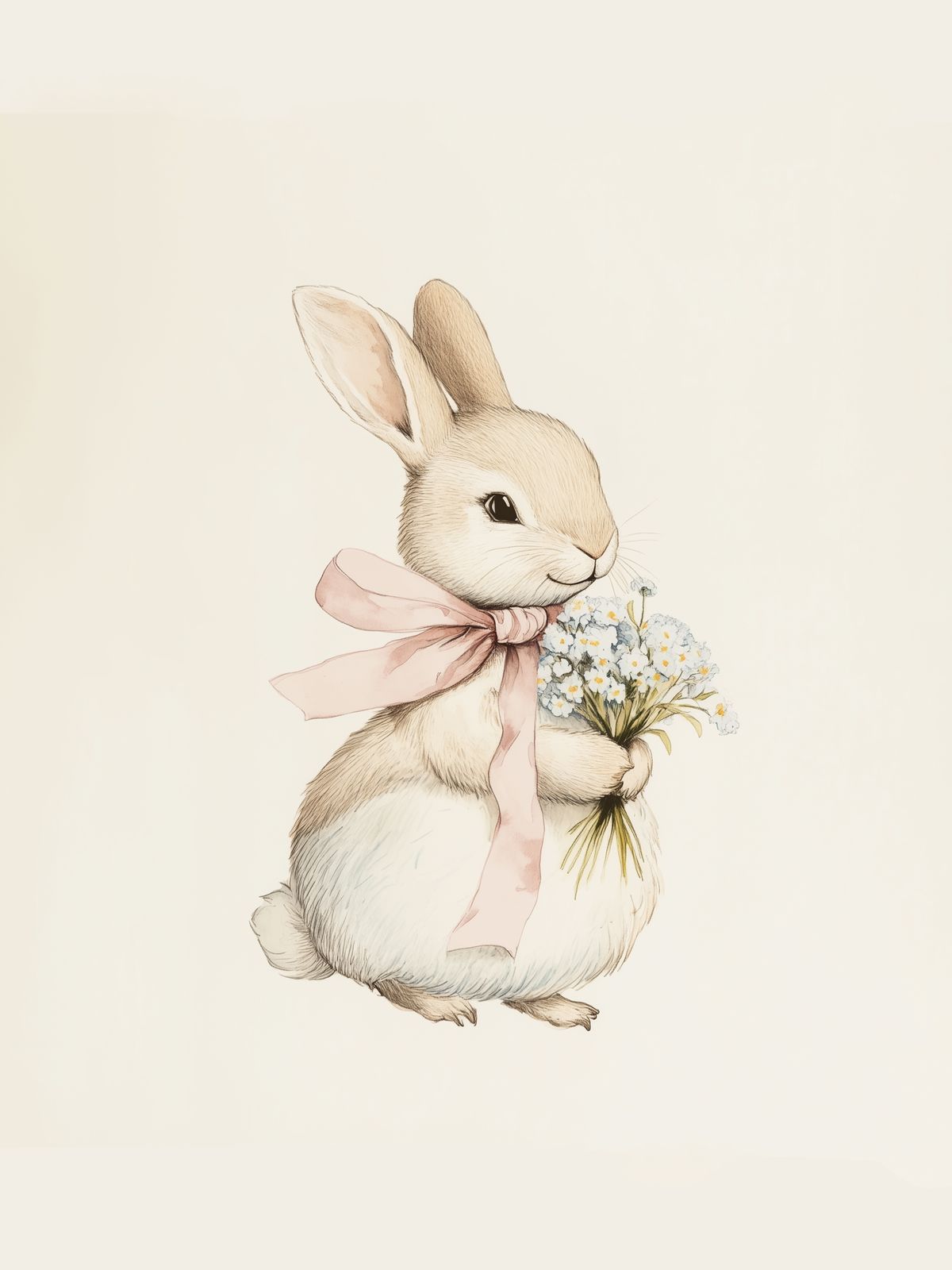 Poster - Kanin med blommor