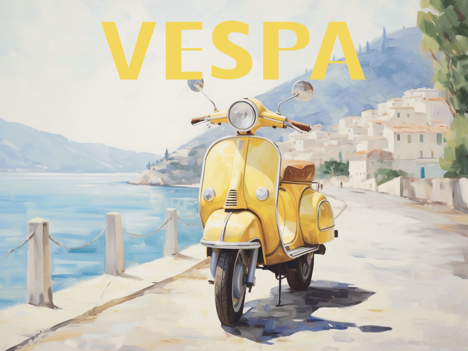 Poster - Vespa Scooter vid Kusten
