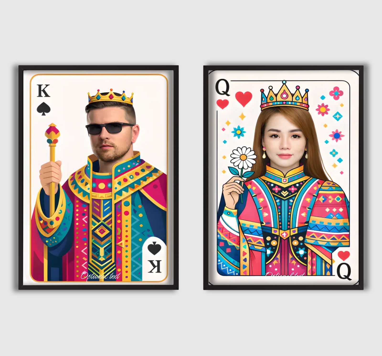 Personlig Poster - Kung & Drottning - Set om 2 - AI Poster
