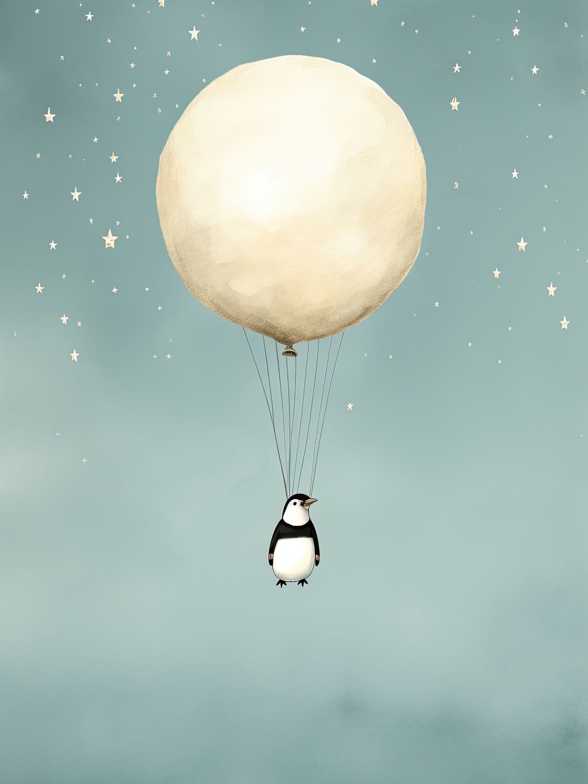 Poster - Pingvin och Ballong
