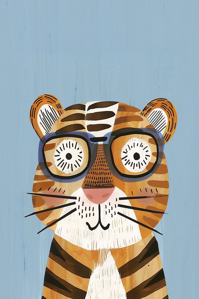 Poster - Tiger med Glasögon
