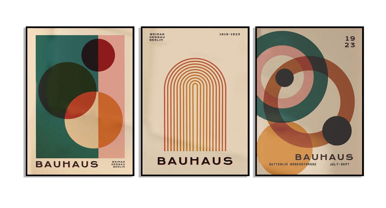Bauhauskonst posterset - Set av 3
