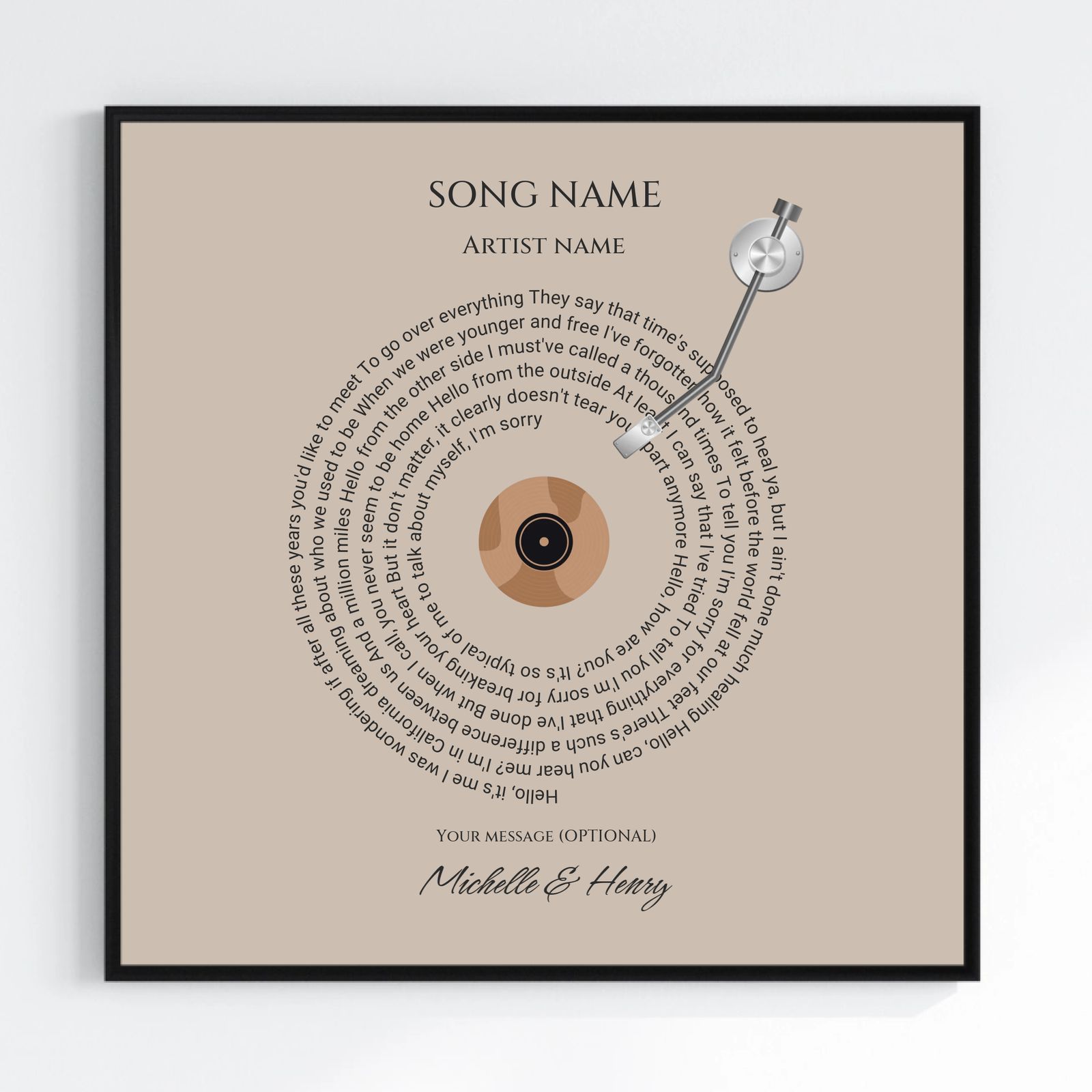 Personlig Poster - Fyrkantig Vinyl Anpassad Sång