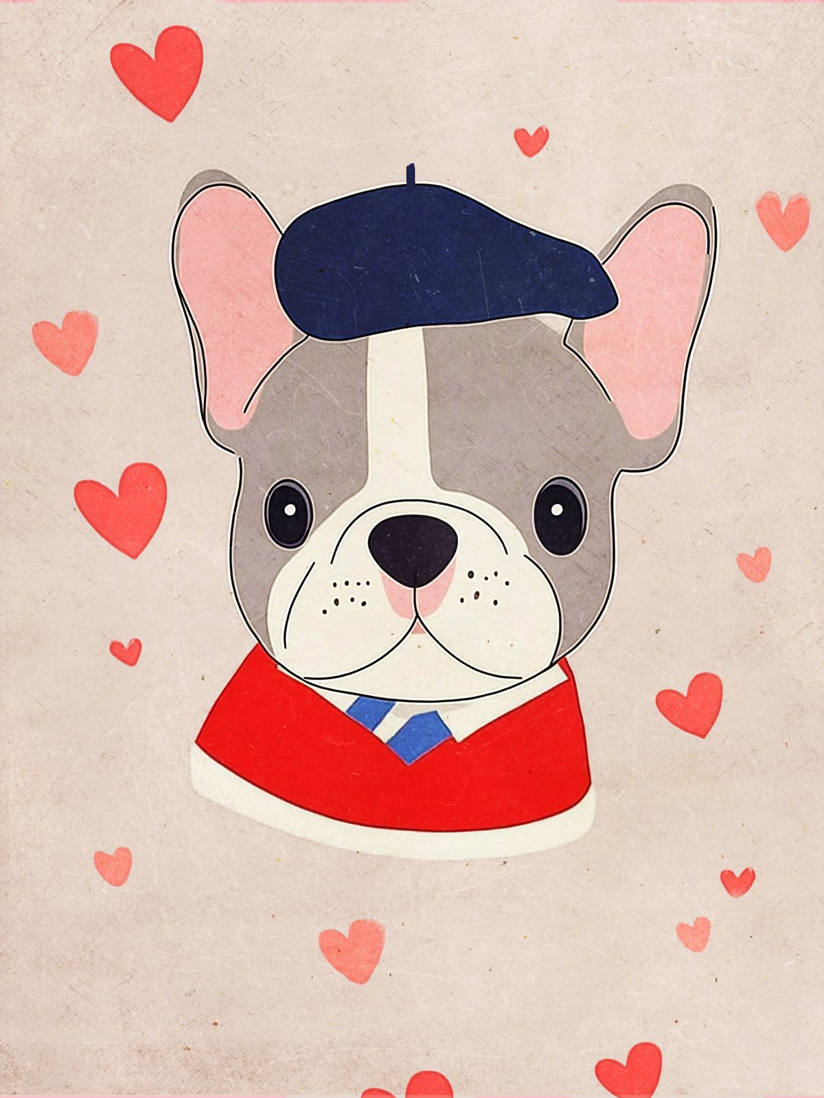 Poster - Söt fransk bulldogg