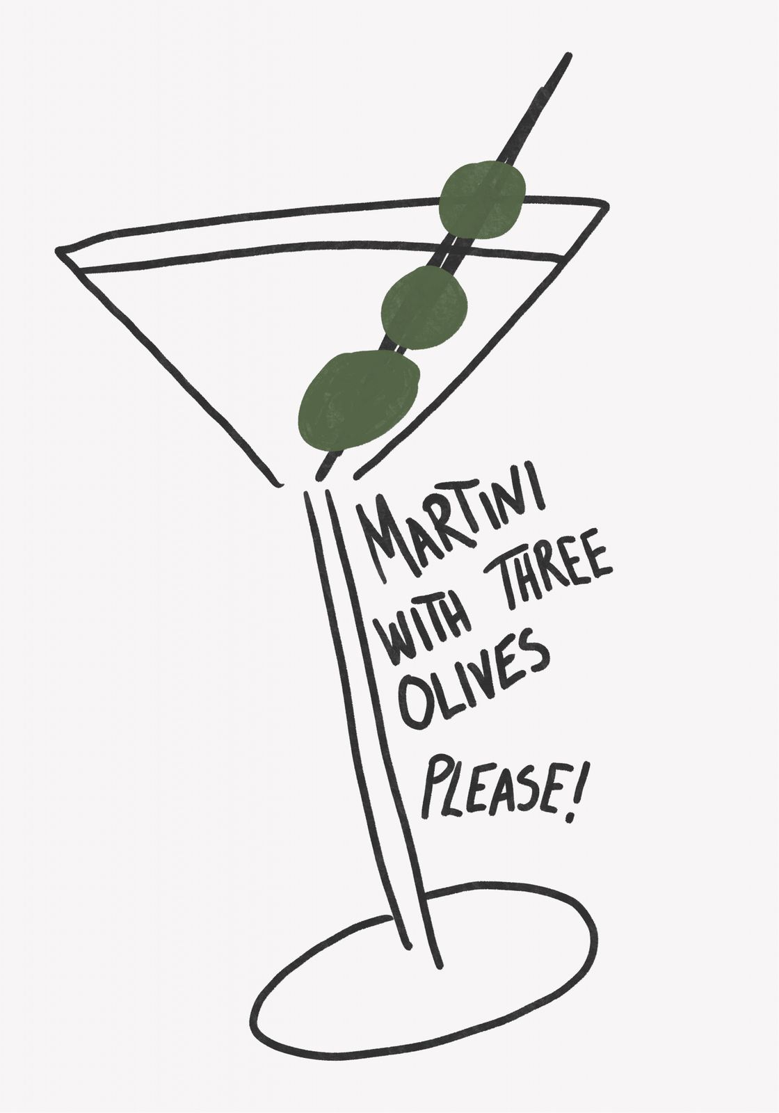 Poster - Martini med tre oliver