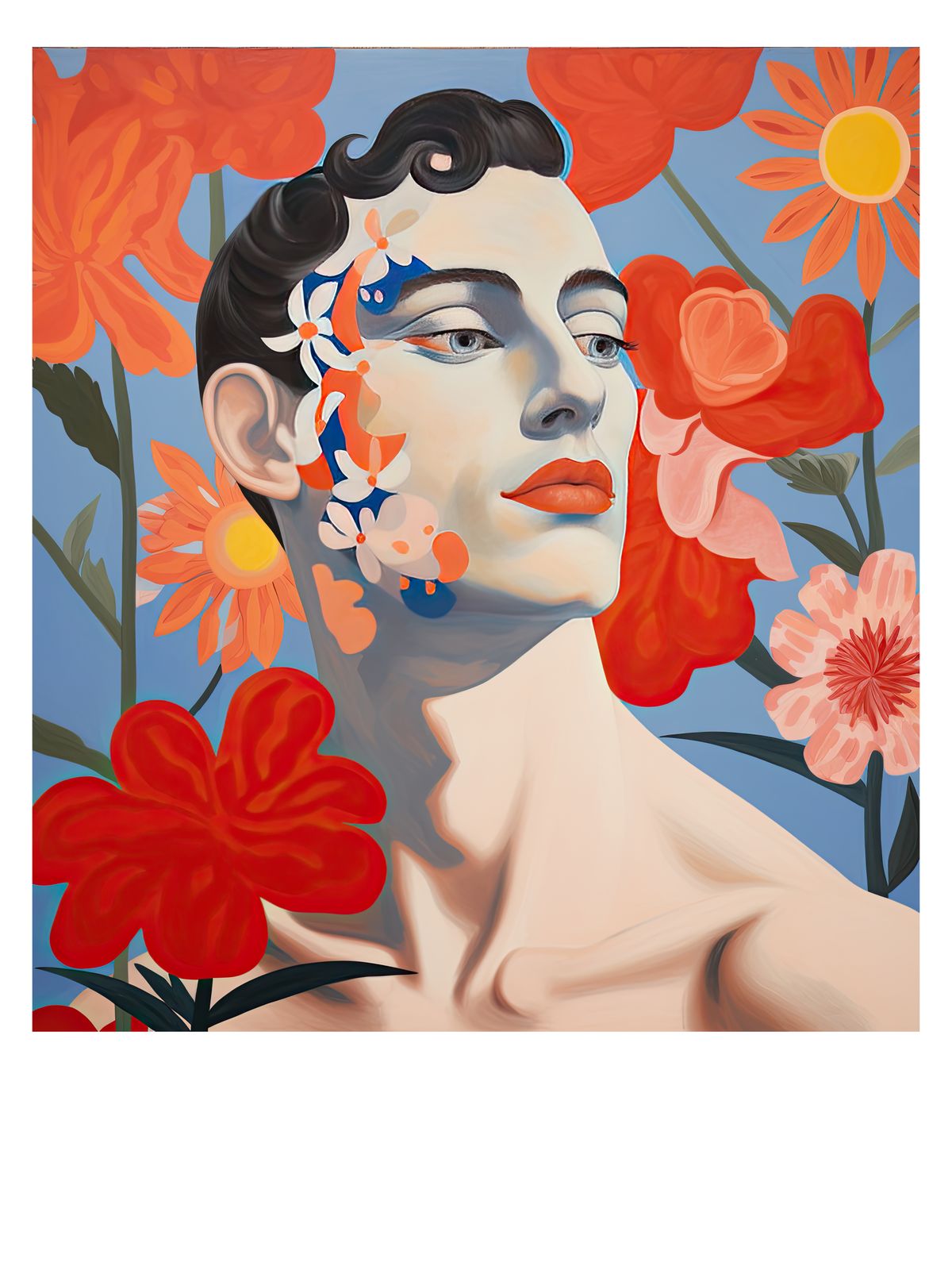 Poster - Blommigt Porträtt / Set av 1