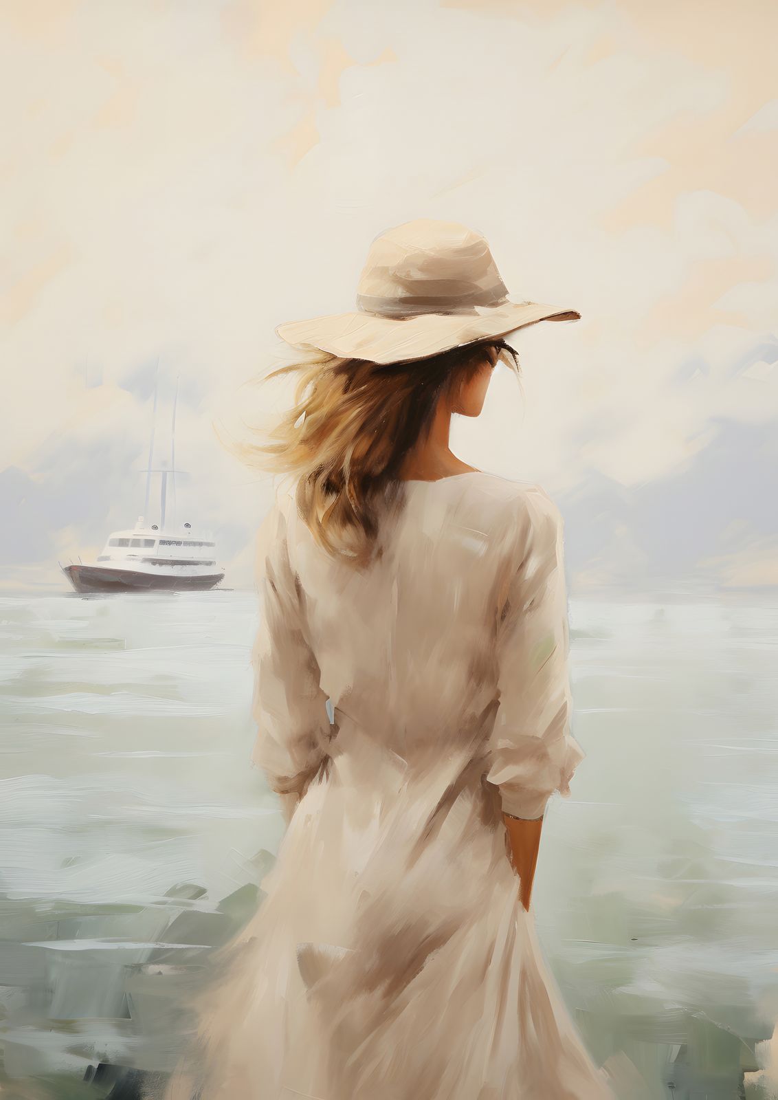 Poster - Damen vid havet