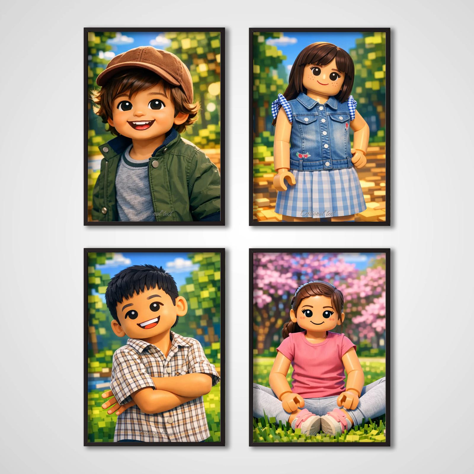 Personlig Poster - Lego Inspirerad - Set om 4 - AI Poster