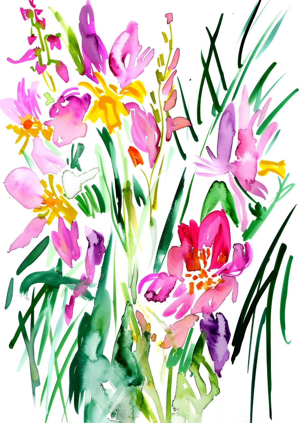 Poster - Blommigt Akvarellkonstverk