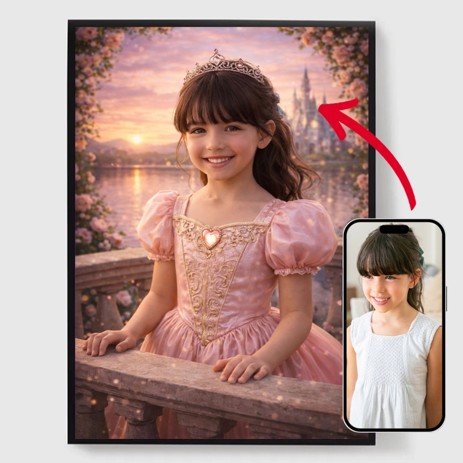 Personlig Poster - Balkong Slott Prinsessa/Prins - AI Poster