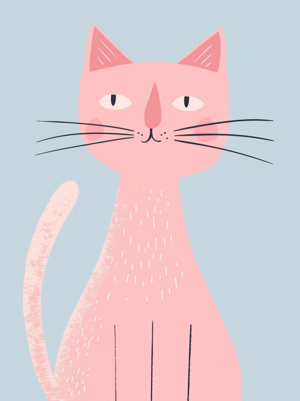 Affisch - Rosa Katt Illustration
