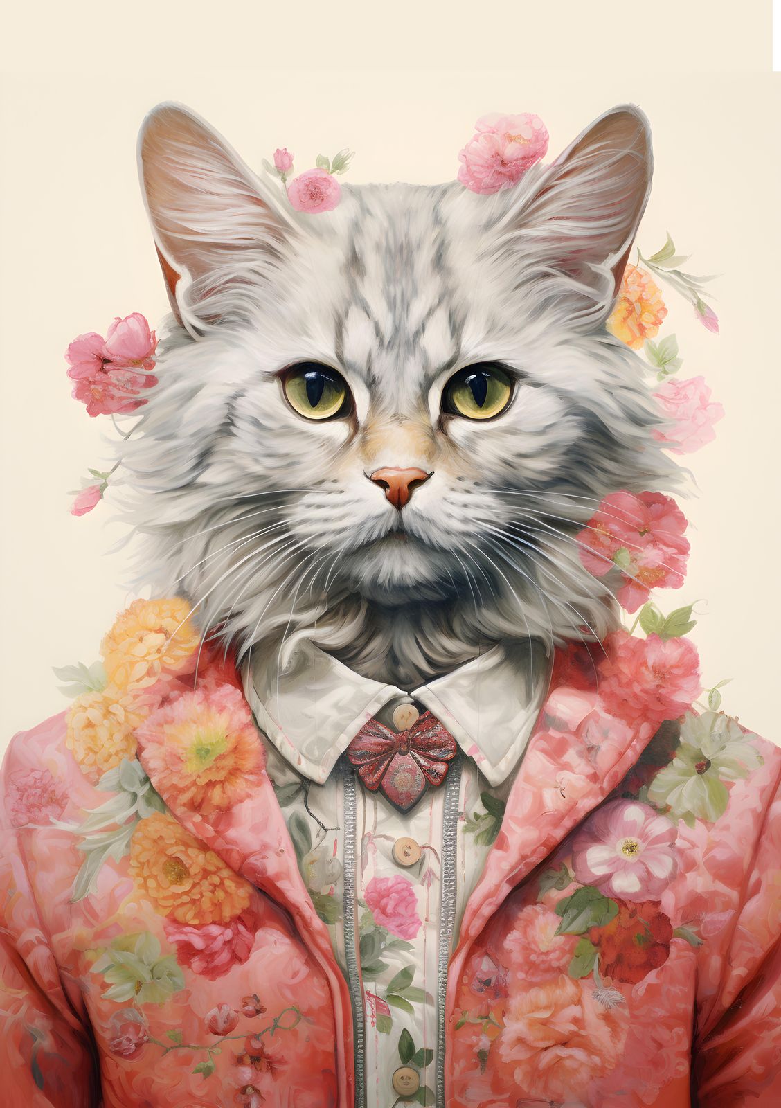 Poster - Blomsterkattsansikte
