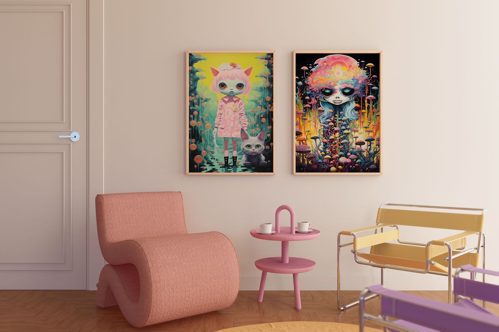 Poster - Surrealistisk Alienkonst / Set om 2