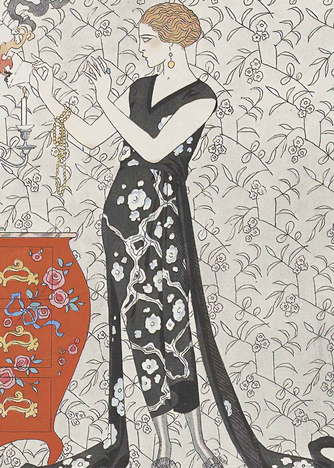 Poster - Elegant dam med vas