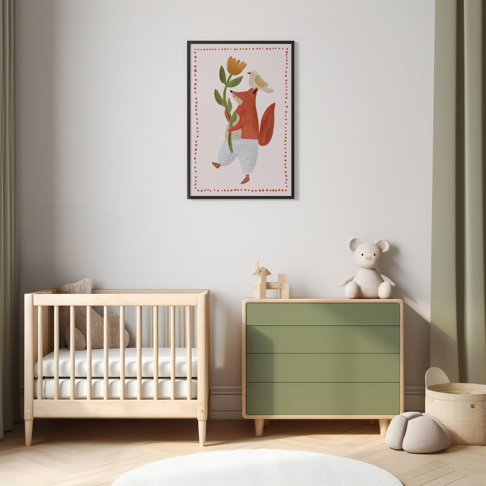 Poster - Räv med Blomma
