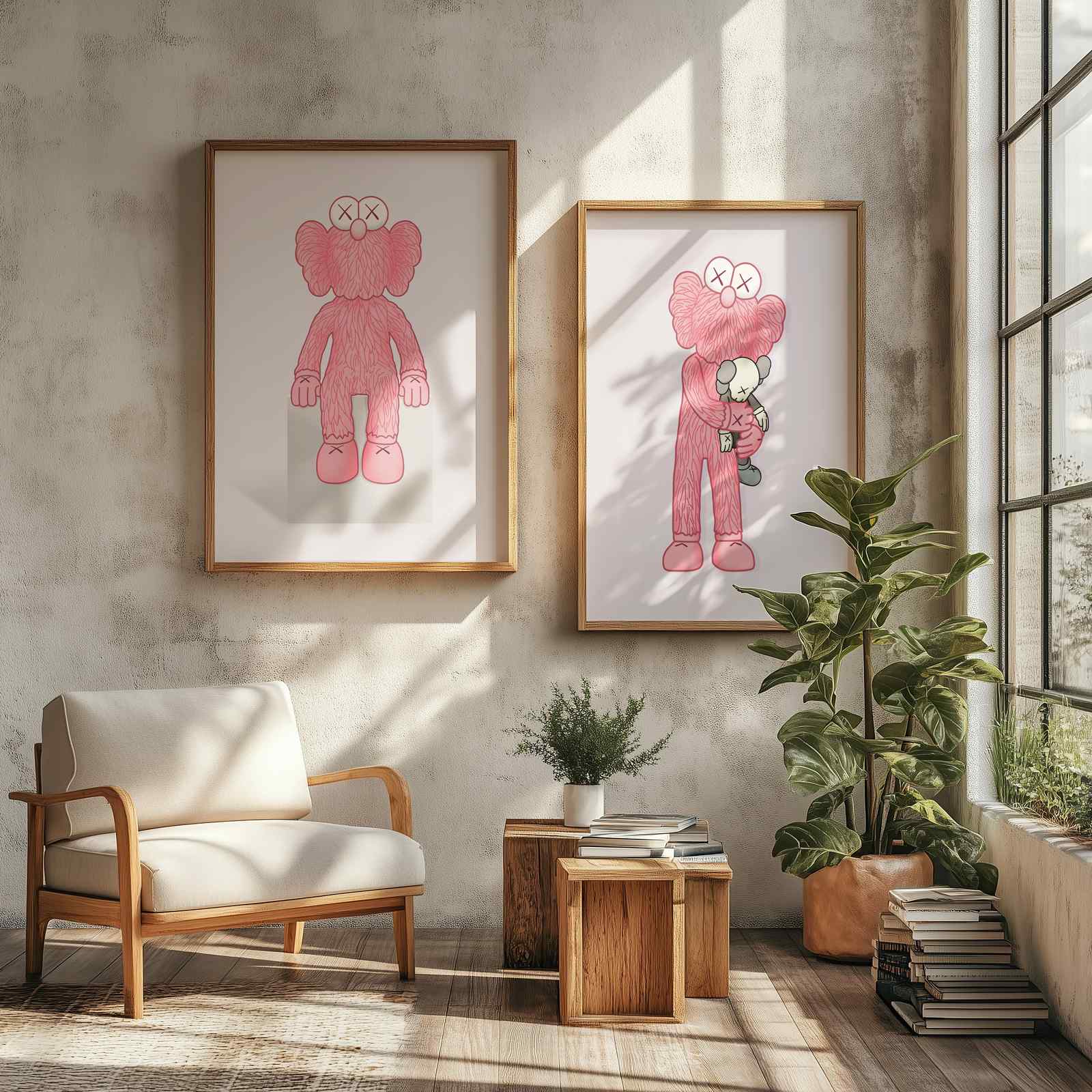 Poster - Rosa Karaktär Konst / Set av 2