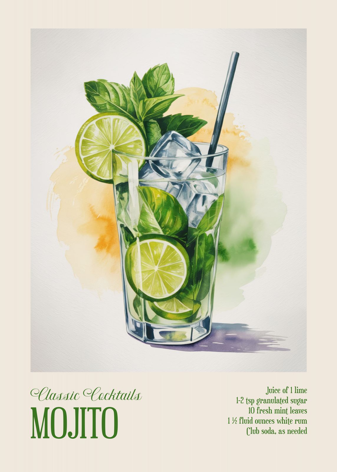 Poster - Klassisk Mojito Cocktail Recept