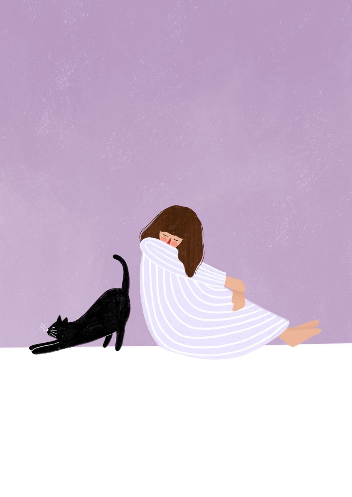 Poster - Flicka med en Svart Katt