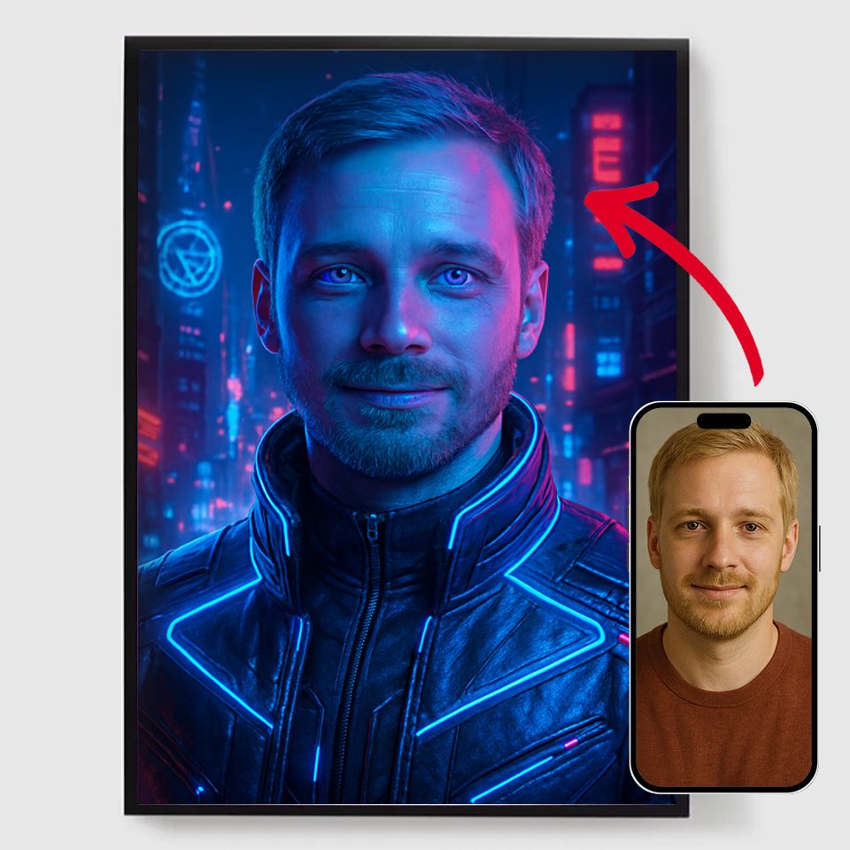 Personlig affisch – Cyberpunk / Futuristisk stil – AI-affisch
