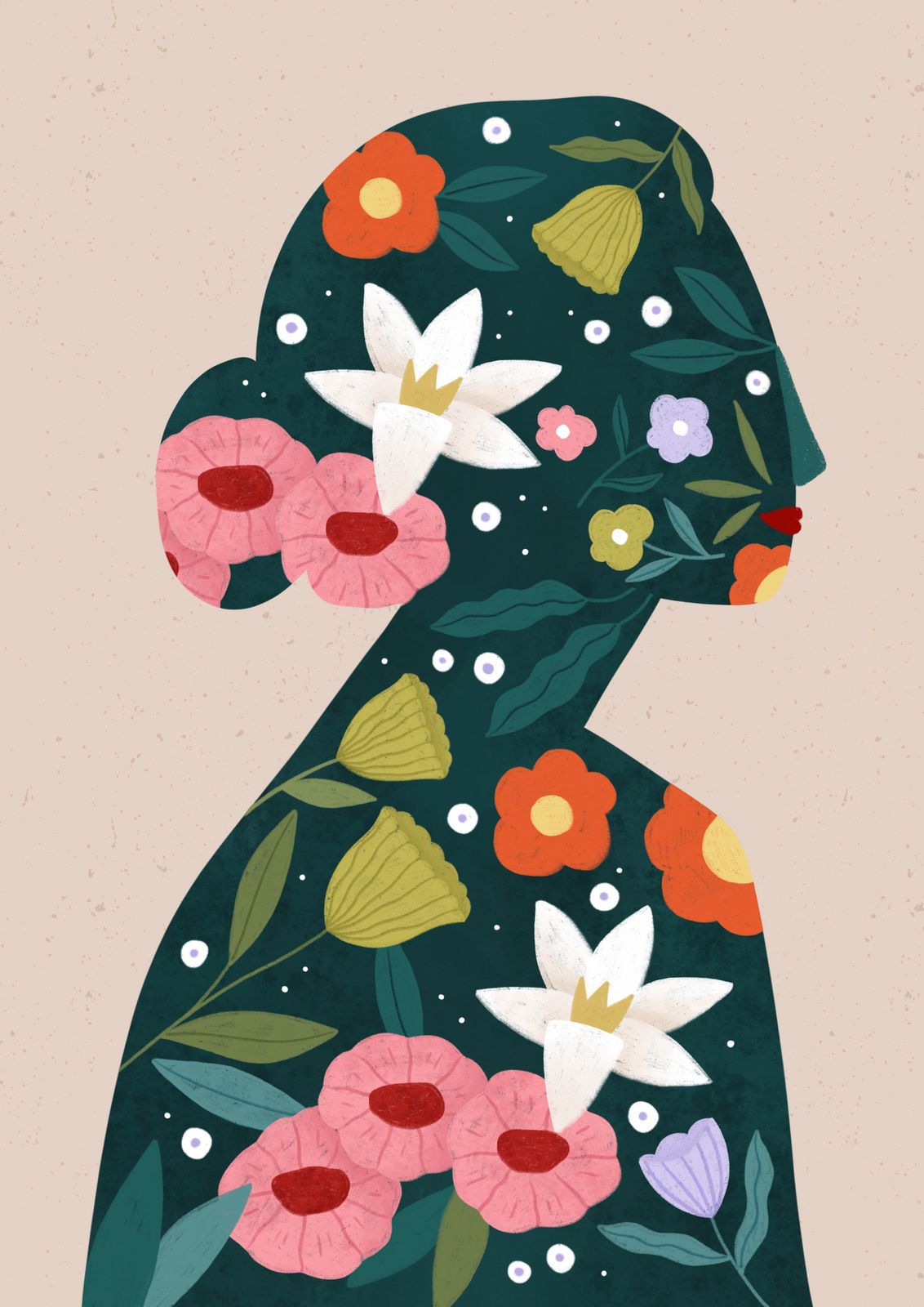 Poster - Blommig Silhuett