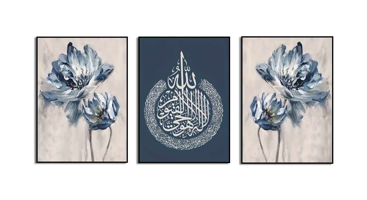 Blommig och kalligrafi väggposter - Set med 3