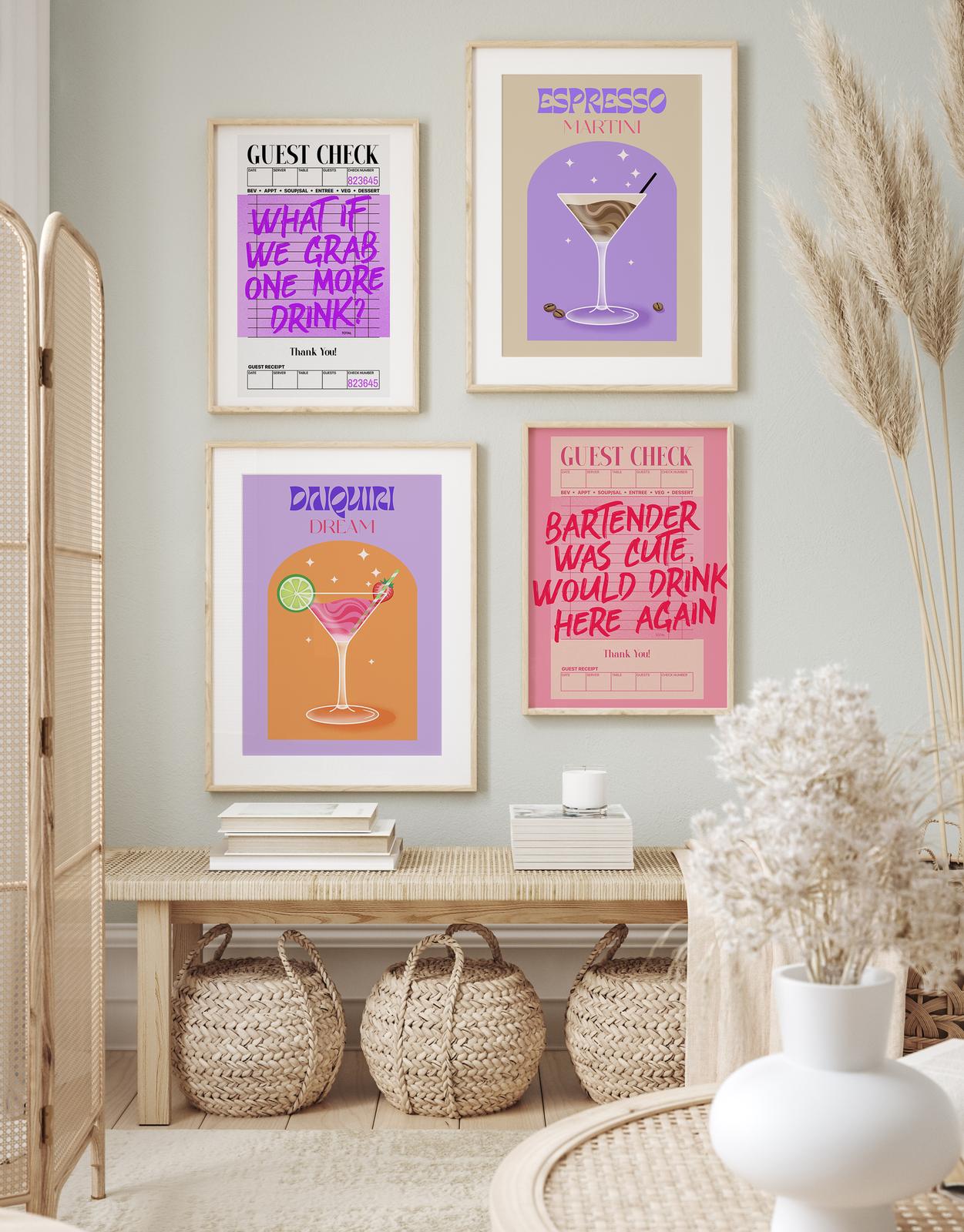 Poster - Cocktailhumor / Set om 4