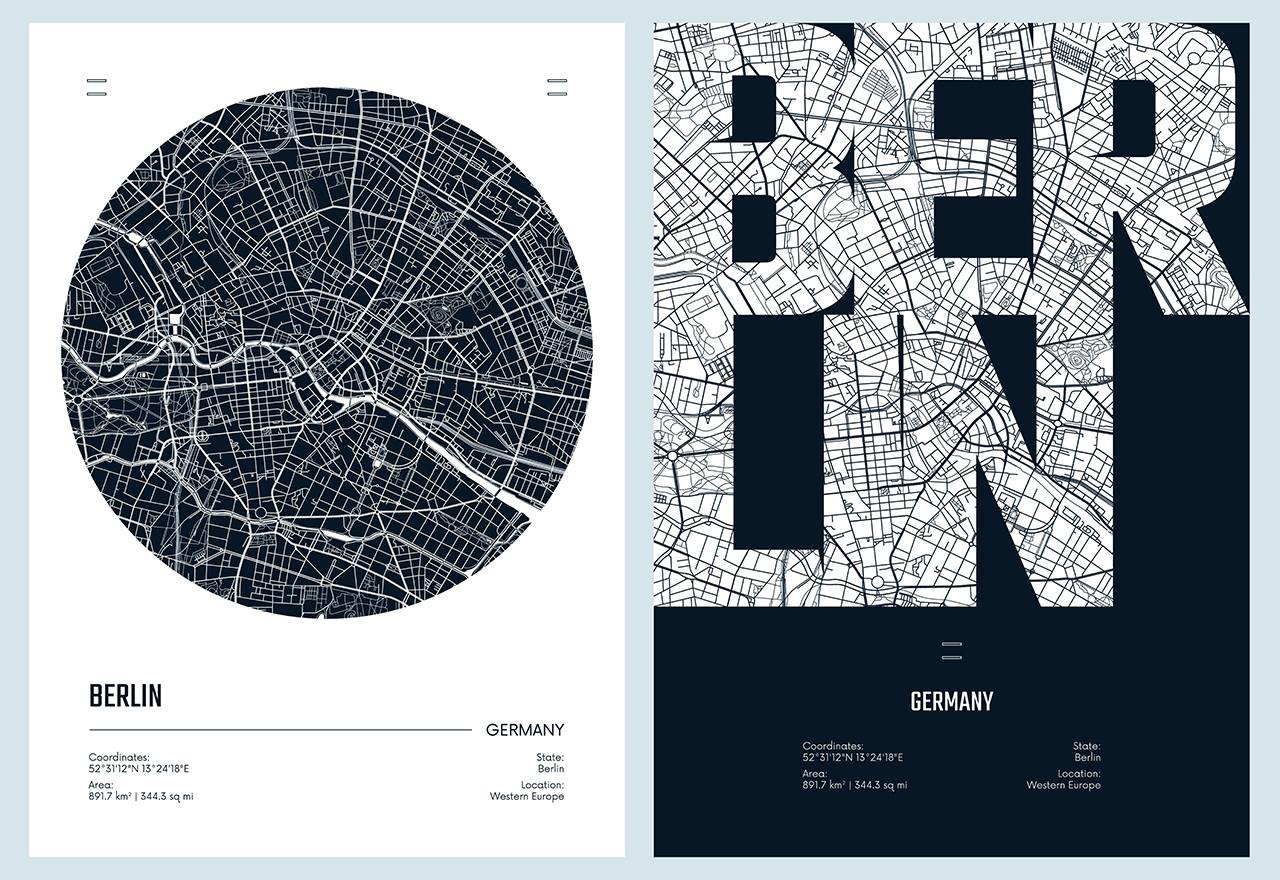 Poster - Berlin Kartkonst / Set med 2