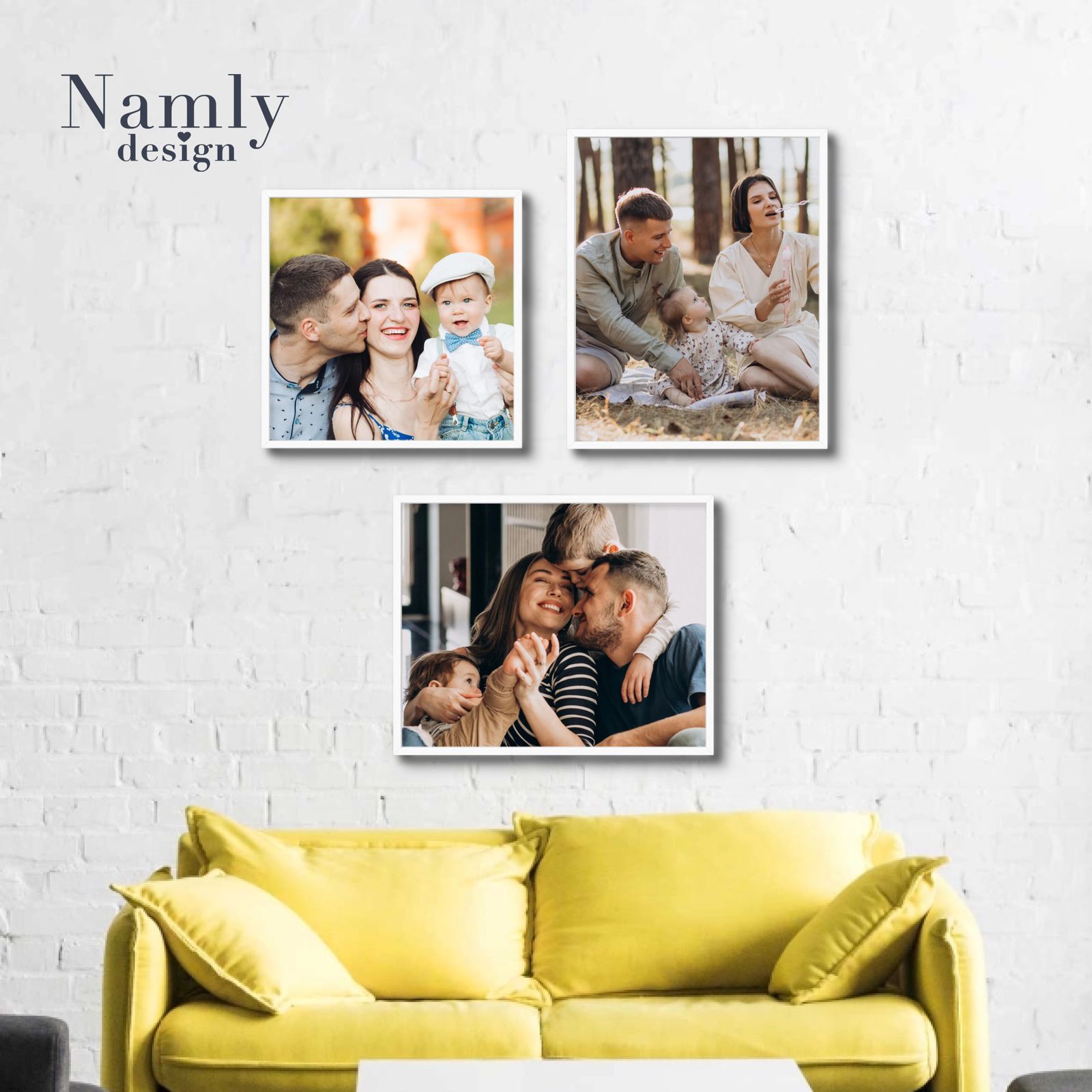 Galleri-vägg – Ladda upp foto – 3 personliga posters med ramar