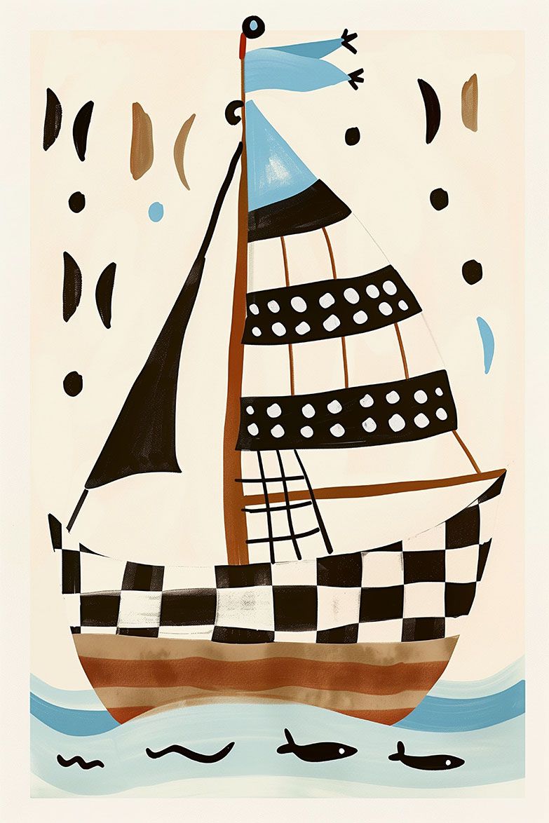Poster - Abstrakt Segelbåt