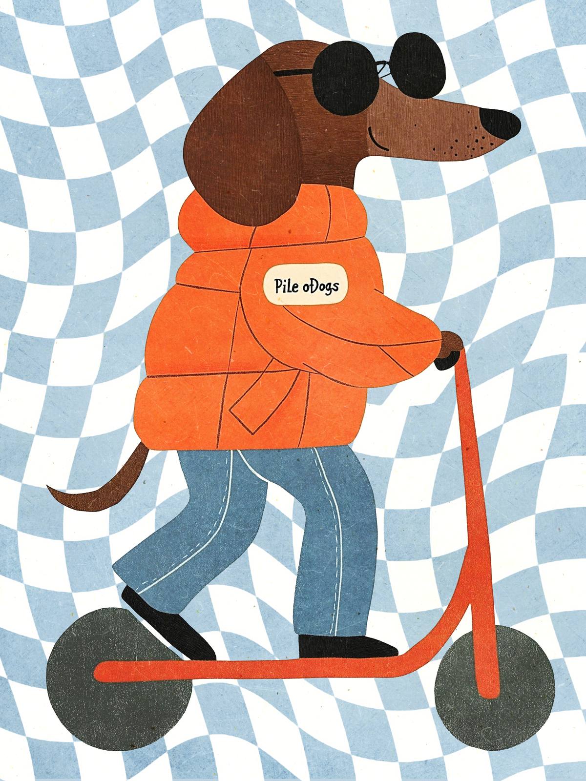 Poster - Hund på Scooter