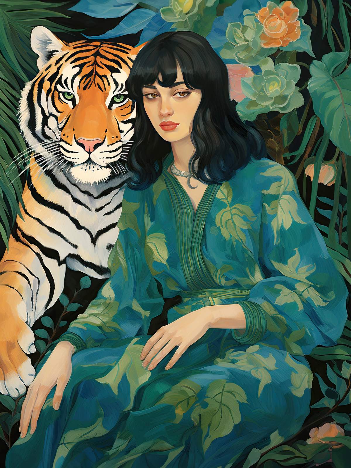 Poster - Kvinna med Tiger