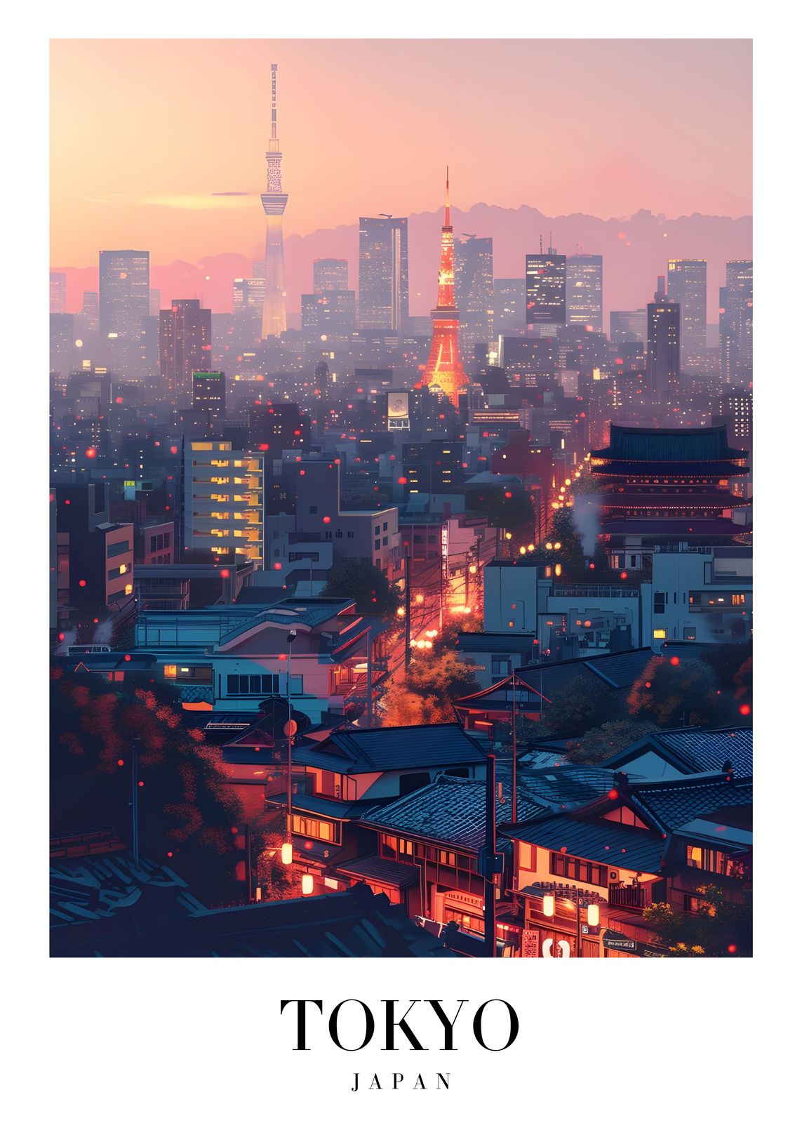 Poster - Tokyo Stadssilhuett