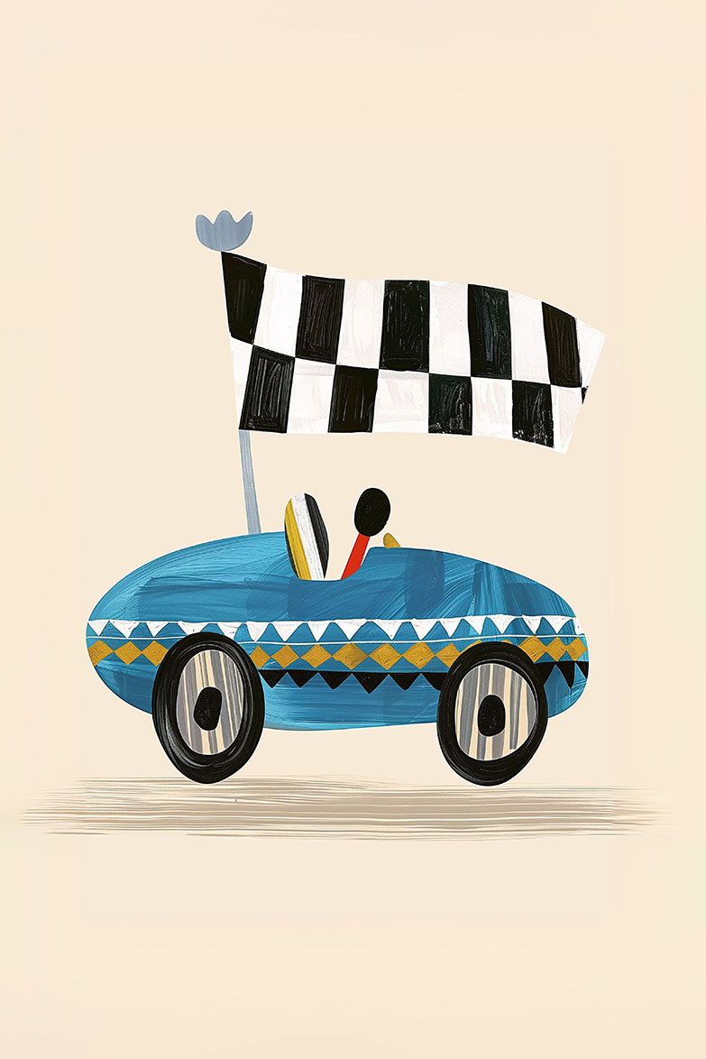 Poster - Racerbil Illustration