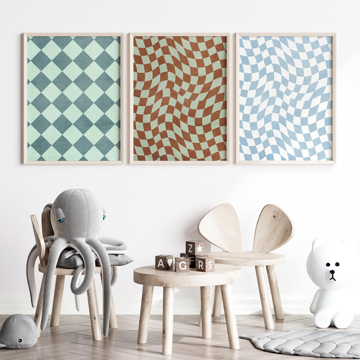 Poster - Vågig och Rutnät Set of 3