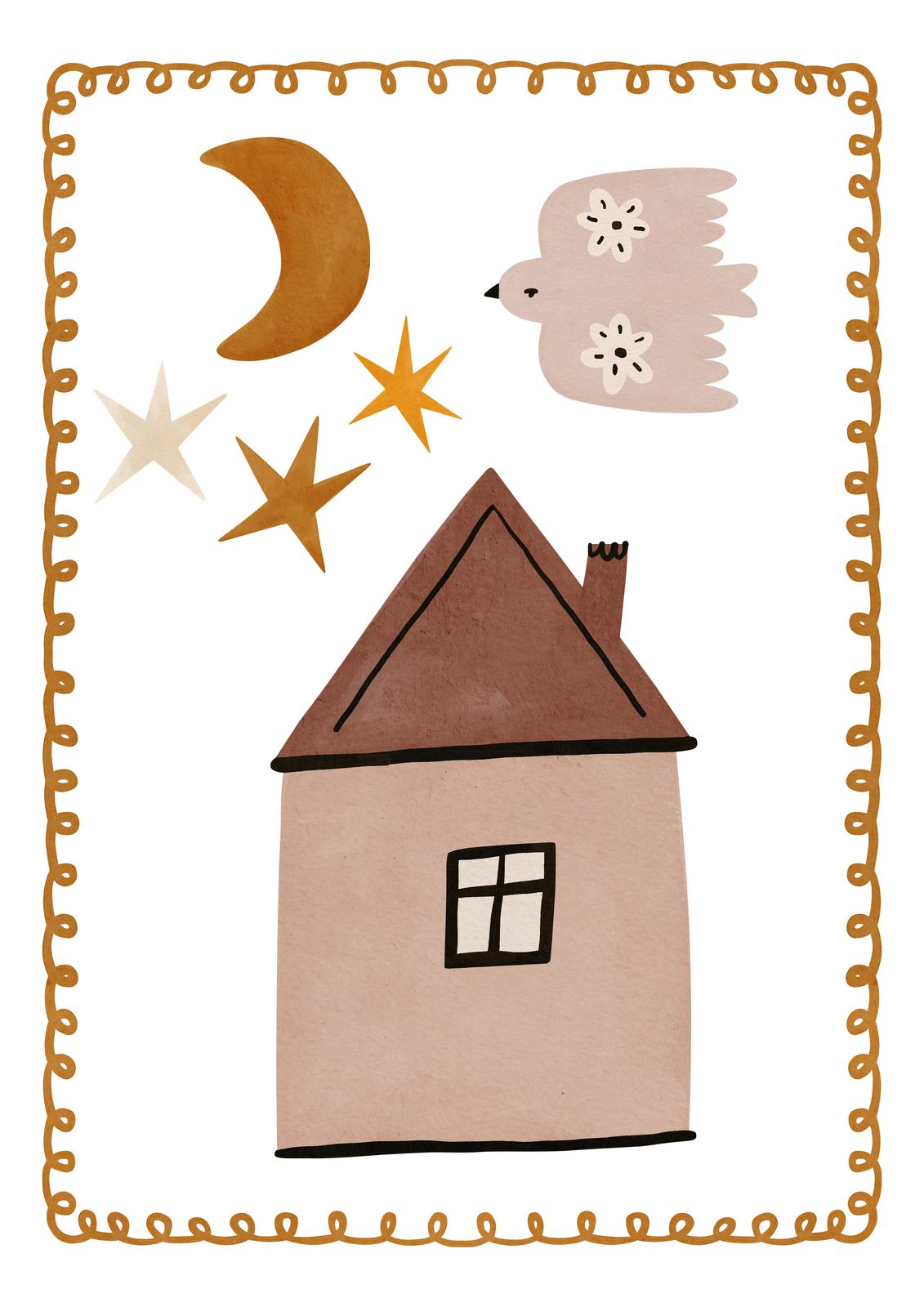 Poster - Måne och Fågel