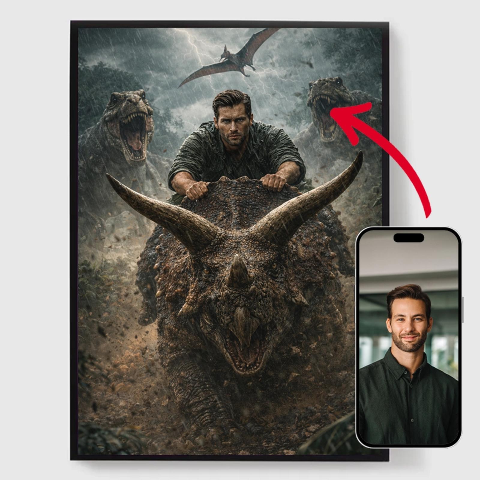Personlig Poster - Dinosauriestil - AI Poster