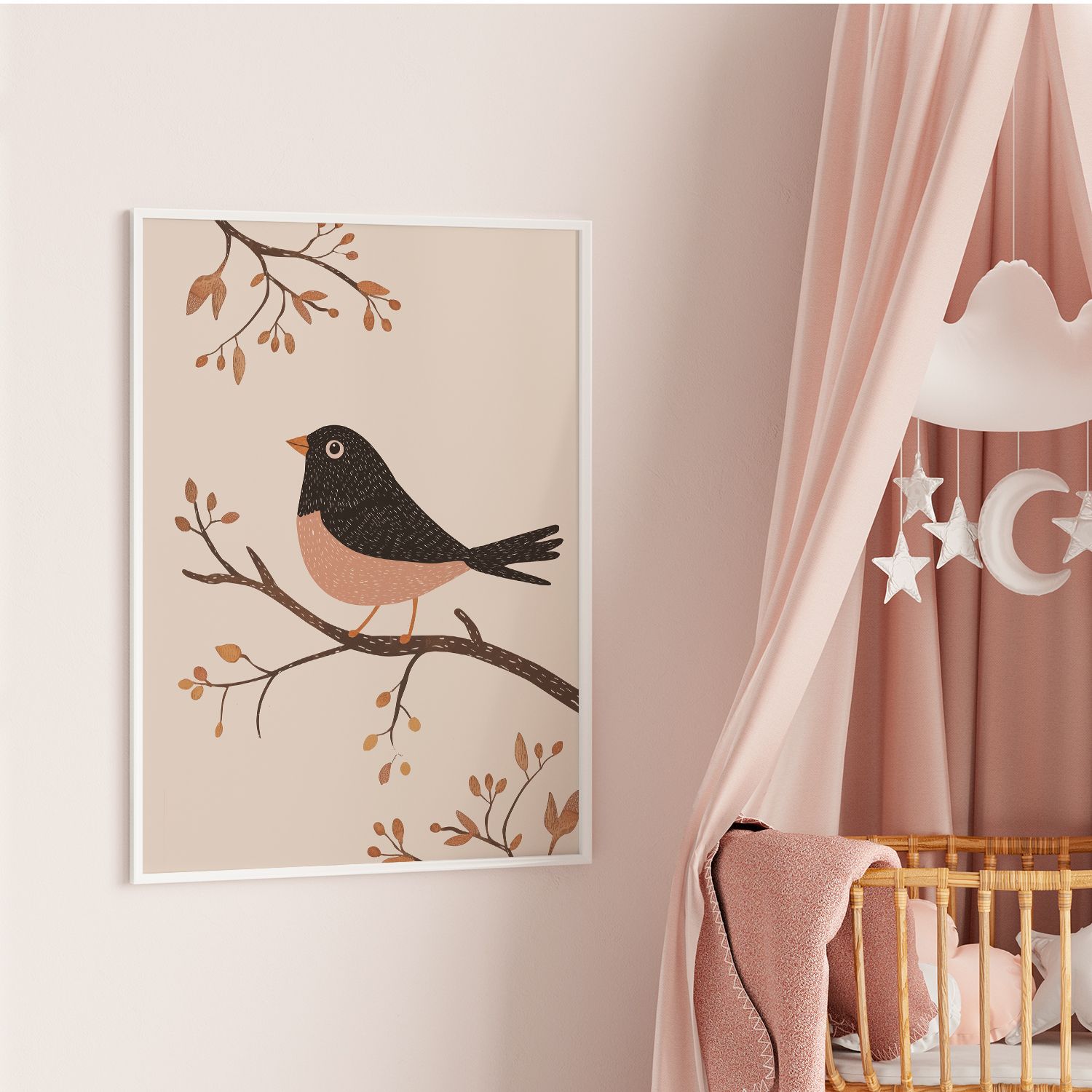 Poster - Fågel på Gren