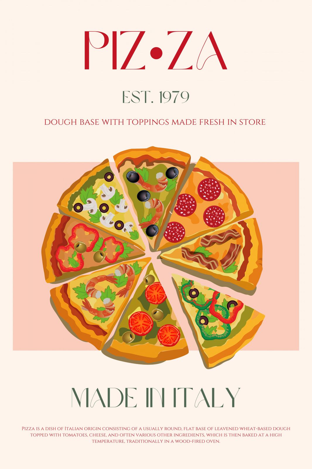 Poster - Pizza Konst Gjord i Italien