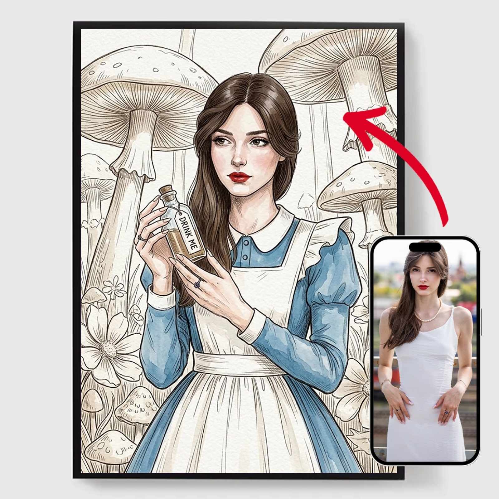 Personlig Poster - Alice i Underlandet Stil - AI Poster