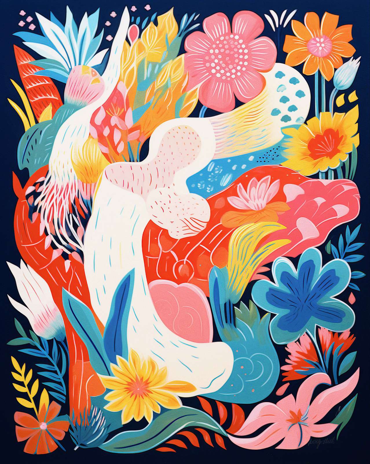 Poster - Livlig Blomsterkonst