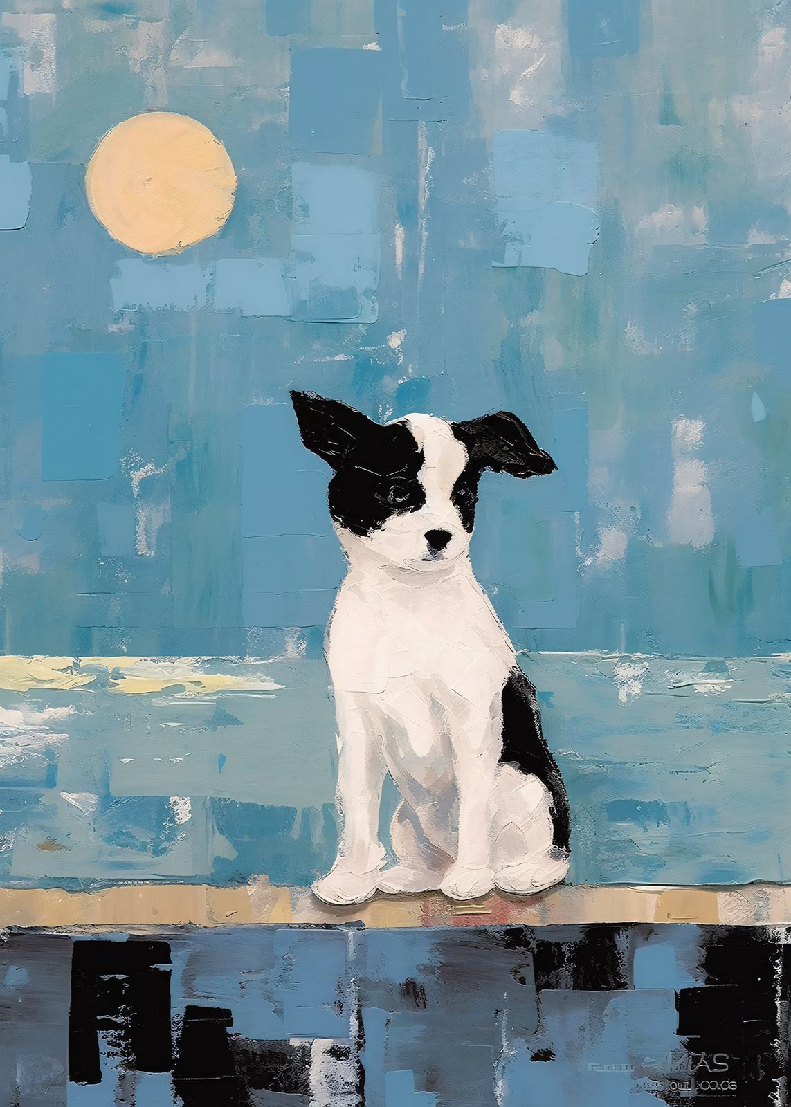 Affisch - Hund under månen
